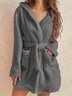 Plush Pajamas Solid Color Hooded Home Clothes Warm Robes Plus Size