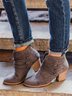 Women's Plain Front Laced Chunky Heel Booties