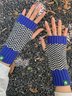 Cotton Striped Contrast Color Half Finger Gloves Autumn and Winter Vintage Warm Accessories