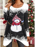 Casual Loose Crew Neck Christmas Top