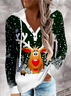 Loose Christmas Casual Cotton-Blend Sweatshirt