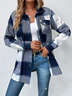 Casual Loose Shirt Collar Plaid Other Coat