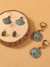 3Pcs Retro Ethnic Shell Pattern Earring Set Bohemian Resort Style Beach Jewelry