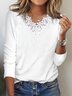 Women's Lace V-neck stretch loose fit T-shirt