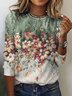 Casual Loose Crew Neck Floral T-Shirt