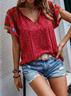 Loose Casual Floral V Neck Top