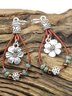 Ethnic Vintage Floral Pattern Leather Earrings Western Boho Dress Jewelry