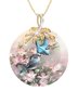 Casual Hummingbird Floral Motif Diamond Time Stone Necklace Everyday Versatile Jewelry