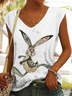 Women's Casual Loose V Neck Floral T-Shirt