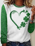 Women's Four-Leaf Clover Heart Regular Fit Simple Shirt