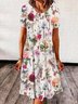 Casual Floral Loose Crew Neck Dress