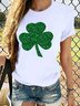 Women‘s St Patricks Day Irish Glitter Shamrock Cotton T-Shirt