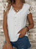 Women's Lace T-Shirt Hollow Out  V Neck Plain Short Sleeves