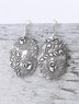 Vintage Silver Ethnic Floral Embossed Earrings Casual Women's Jewelry