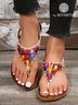 Multicolor Beaded Moccasin Vacation Thong Sandals