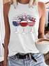 Women’s Blue & White Wine Of American Flag To Celebrate Tank Top