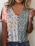 Disty Floral V Neck Loose Casual Shirt