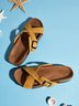 Women's Casual Criss Cross Strap Footbed Slide Sandals