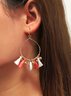 Boho Tasseled Shell Hoop Earrings Resort Jewelry