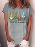 Women's Garden Gnomies Print Casual Loose T-Shirt