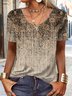 Notched Ethnic Jersey Casual T-Shirt