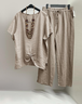 Cotton And Linen Crew Neck Regular Fit Casual Two-Piece Set