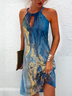 Women's Mini Dress Abstract Printed Dress Halter Sleeveless Dress