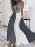 Elegant Abstract Stripes V Neck Dress With No