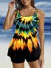 Casual Abstract Printing Scoop Neck Swim Dress