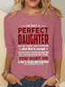 Women's I'm Not A Perfect Daughter But My Crazy Dad Loves Me Casual Crew Neck Cat Cotton-Blend Shirt