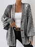 Plain Wool/Knitting Casual Solid Button Front Cable Knit Cardigan