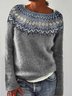 Loose Ethnic Casual Cotton-Blend Sweater