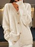 Buttoned Acrylic Plain Casual Sweater