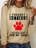 Women Dog Crew Neck Cotton-Blend Long Sleeve Simple Daily Spring/Fall Blouse