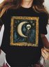 Moon Skull Design Casual T-Shirt