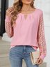 Women Plain Crew Neck Long Sleeve Casual Daily Spring/Fall Blouse