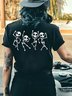 Cute Dancing Skull Print T-Shirt