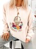 Set Yourself Free Encourage Slogan Skeleton Hand Cotton Sweatshirt