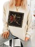 Constellation Saqittarius Vintage Oil Painting Style Printed Cotton Sweatshirt