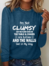 Women Text Letters Crew Neck Jersey Long Sleeve Casual Daily Spring/Fall Blouse
