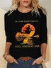 Women Halloween Crew Neck Cotton Long Sleeve Casual Daily Spring/Fall T-shirt