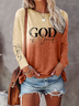 Women Jesus Copy Crew Neck Jersey Long Sleeve Casual Daily Spring/Fall T-shirt