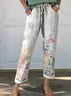 Women's Straight Pants Daily Going Out Pants White Casual Printing Floral Spring/Fall Pants