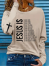 Women Text Letters Crew Neck Jersey Long Sleeve Casual Daily Spring/Fall T-shirt