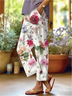 Casual Floral Print Daily H-Line Linen Pants