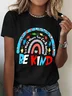 Women Text Letters Crew Neck Cotton Short Sleeve Casual Daily Summer T-shirt