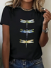 Women's Dragonfly Print Casual Round Neck Short Sleeve T-Shirt