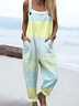 Women's H-Line Overall Square Neck Daily Going Out Casual Printing Striped Spring/Fall Long Jumpsuit Romper