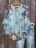 Women's Half Sleeve Shirt Summer Blue Floral Printing V Neck Daily Going Out Casual Top