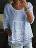 Women's Half Sleeve Shirt Summer White Floral Printing Crew Neck Daily Going Out Casual Top